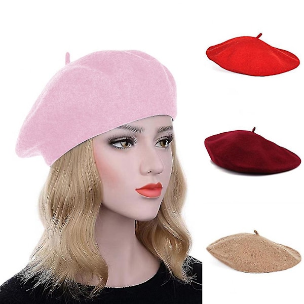 Vintage talvihattu naisille, pehmeä mukava lämmin hattu talven lämpimät asusteet - Pinkki -