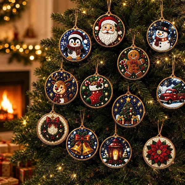 Gør-det-selv julepynt-sæt med perlesnor til juledekoration og gave Christmas Tree Series Set