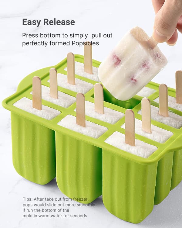 Popsicle Molds, 12 Pcs Silicone Popsicle Molds Easy Release BPA Free Ice Pop Maker Homemade Popsicle Mold