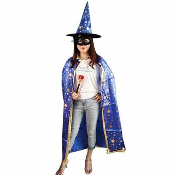 Halloween-kappe med stjernehatt-sett for barn og voksne til cosplay-kostymefest 120cm Black One size fits all