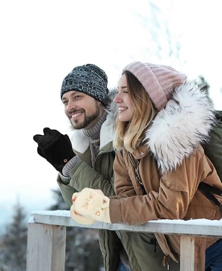 Vinterhandsker Vindtætte Termiske Varme Hvide Sorte 2 Par 16cm Unisex Koldt Vejr