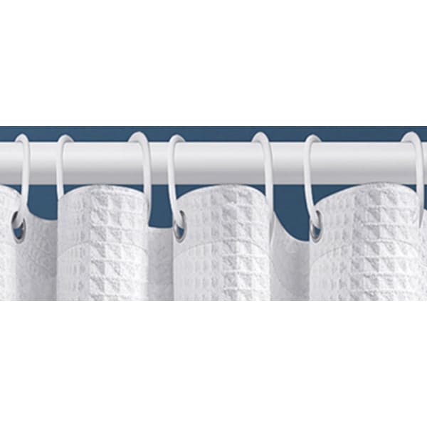 90x180CM - med 6 plastikkroge - til badeværelse og toilet - hvid - skimmelresistent - terningdesign - badeforhæng