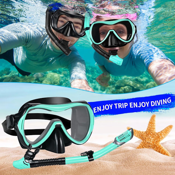 Tiivis ja huurtumaton karkaistu lasilinssi Panoraamanäkymä Uimalasit Kuiva yläosa Snorkkelisetti Snorklaukseen Sukellukseen Uintiin Matkustamiseen{hh} blue