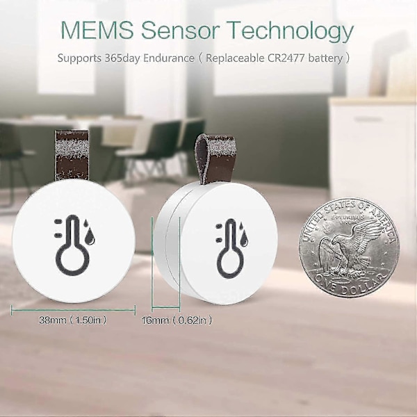 Trådlös termometer hygrometer, Oria Mini Bluetooth 5.0 fuktighetstemperatursensor med dataexport och alarm