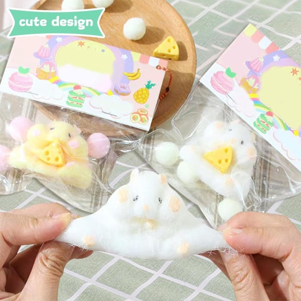2 stk. Bløde Hamster Squishies, Stressaflastende Hamster Legetøj, Fidget Squishies Legetøj Hamster til Børn & Voksne Squishies Sensory Legetøj