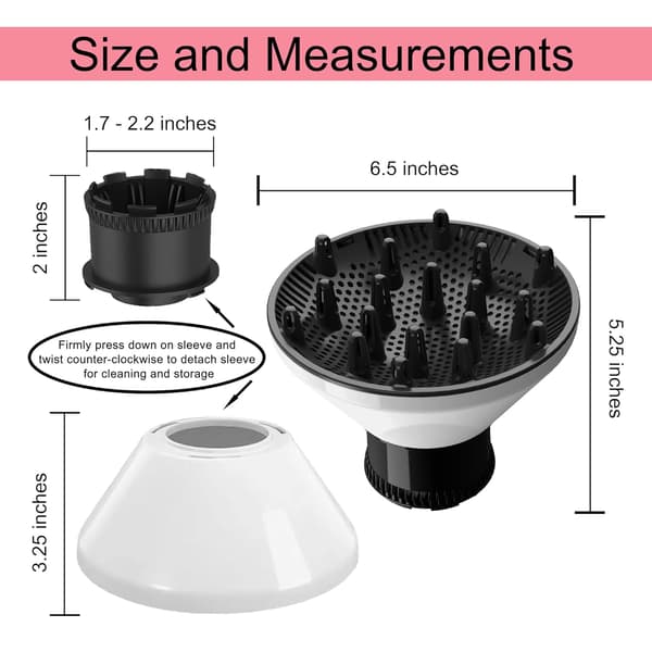 Universal Hår Diffuser med Justerbart Hårfønerfeste for Hårfønerdyser 4,2 til 6 cm Diameter Hvit