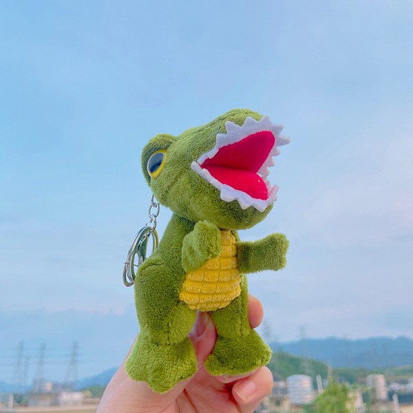 Tecknad Kuromi docka skolväska hänge docka plyschleksak par nyckelring väska hänge Plush dark green Tyrannosaurus Rex 11cm (with keychain)