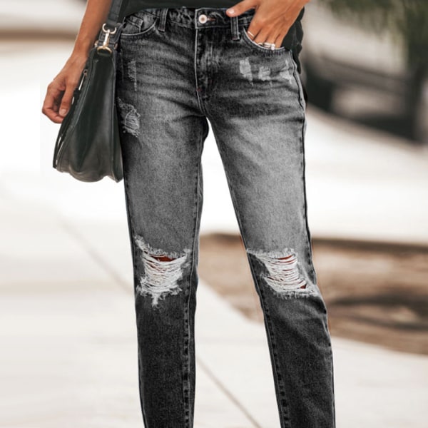 Ny stil rippade jeansbyxor - Casual byxor för kvinnor Xl