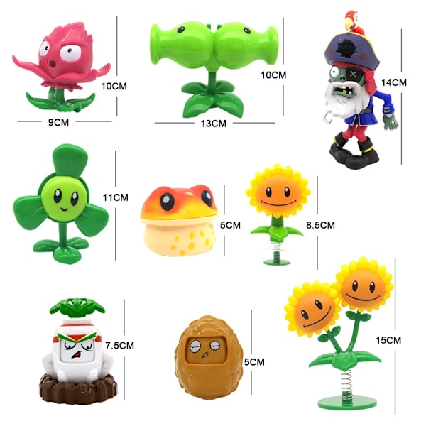 Store planter mot zombier leker 2 komplett sett gutter Myk silikon Anime Figur Barn Dukker Jul Bursdagsgaver 1pcs with opp bag