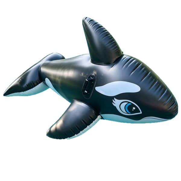 PVC oppustelig sort hval, delfin pool dyreridelegetøj, black [Dimensions]: 193*119*80CM