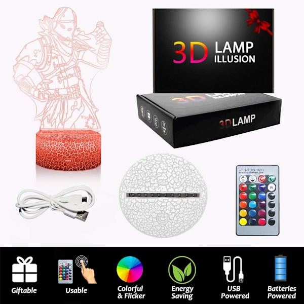 Fornite Battleroyale Natlamper 3D Stemningseffekt LED Ni