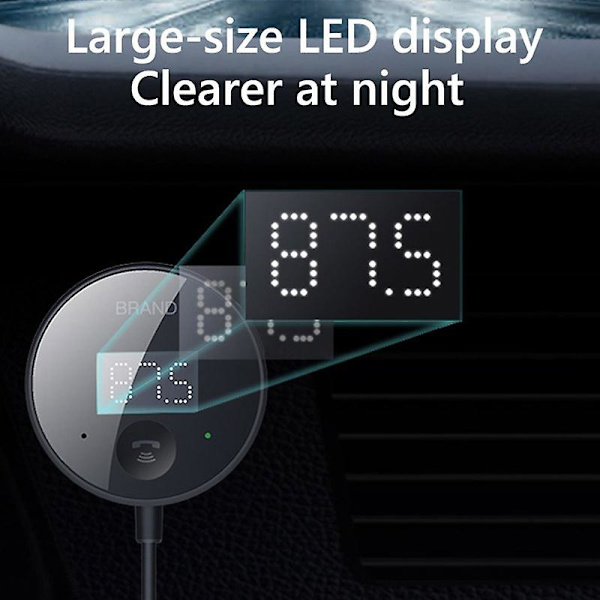 Bluetooth 5.0 Bil FM Transmitter LED Display Bluetooth Adapter Trådløs Audio Receiver TF Kort Musik Bil MP3 Afspiller