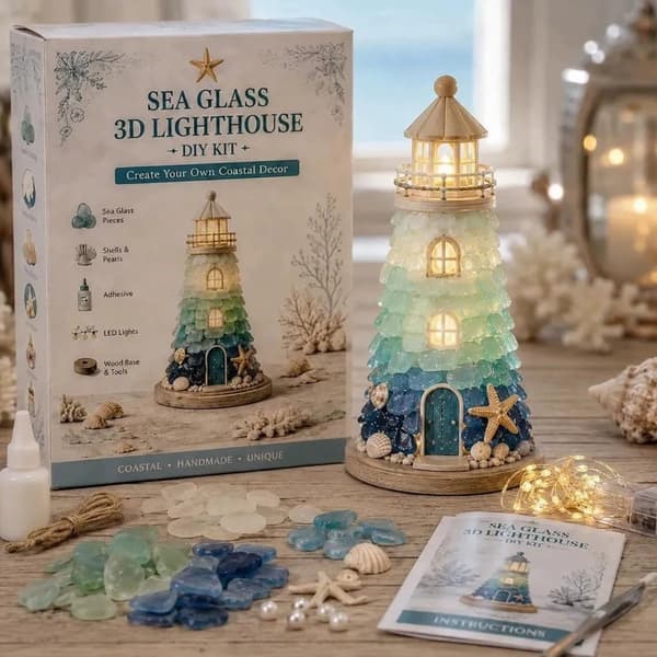 Bærbart DIY-julefigurssæt med lys til juledekoration Seaweed and Seashells