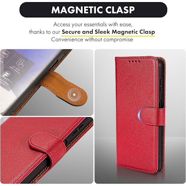 Samsung A15 Deksel - Lær Folio Cover med [RFID-blokkering] Støtsikker [Tripod] for Samsung Galaxy A15 5G
