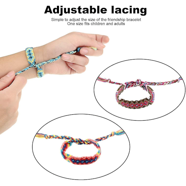 15 Stycken Nepal Stil Vänskapsarmband Handgjorda Vävda Armband Färgglada Flätade Omlottarmband för Kvinnor Flickor Barn - Perfet null null none