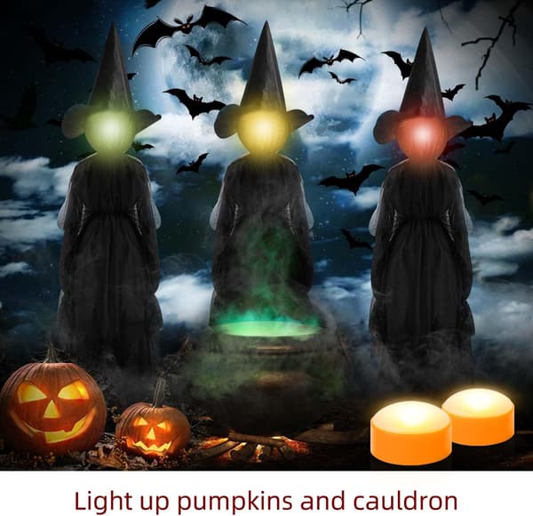 2 Pcs. Halloween LED Pumpkin Lights with Remote Control and Timer, Battery Operated Orange Jack-O-Lantern Lights for Halloween Decoration