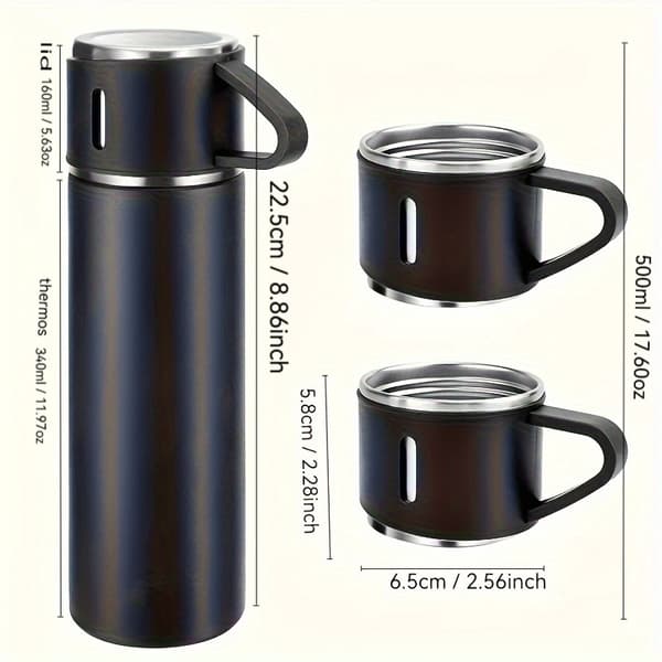 1 Set Termosmugg 500ml/16.9oz, Rostfritt Stål Bärbar Isolerad Mugg, Te Kopp Vattenflaska för Utomhus Camping Resor Blue Set