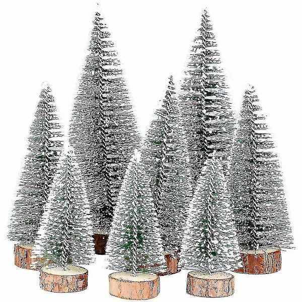 8 st. 3 storlekar mini julgran falsk miniatyr gran grön mini julgran liten juldekoration figurer 10/15/20 cm