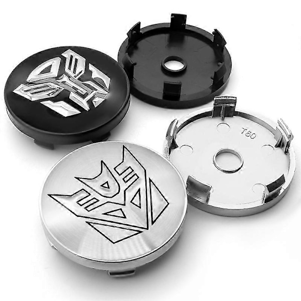 st 56+60mm Coola Autobots Logotyp Transformers Badge Emblem Bil Hjulnav Centrala Kåpor Dekal Fälgskydd Bilstyling Tillbehör 56mm Black