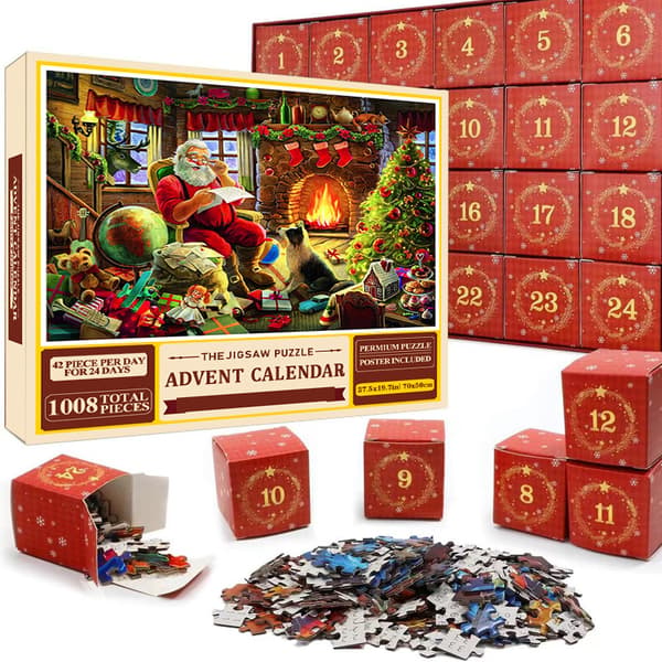 24-boks julekalender puslespill gave papp overraskelsesbeholder hvit grå 1008 pieces  set 40 (70*50)