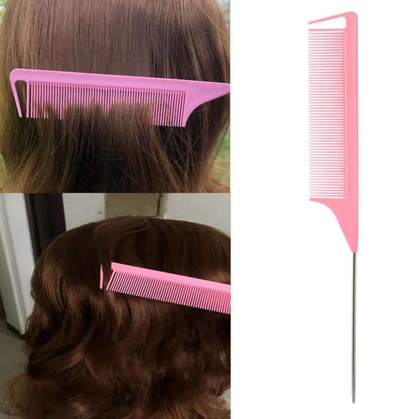 5-delt Slick Back Hårbørstesæt Stylingværktøj Sort Barberkam Hårtilbehør Pink