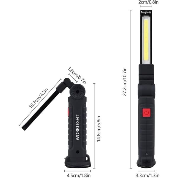 Rechargeable LED Work Light 2-pack Magnetic COB USB Flashlight 5 Modes 360° Camping Lamp for Workshop Garage Emergency Car Inspection Lighting