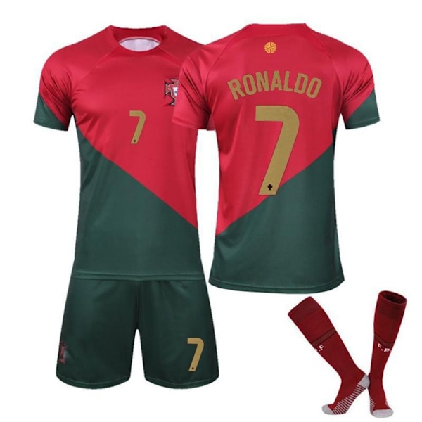 22-23 Portugal Fotballdrakter Sett Fotballklær Nr. 7 Cristiano Ronaldo 4-5 years