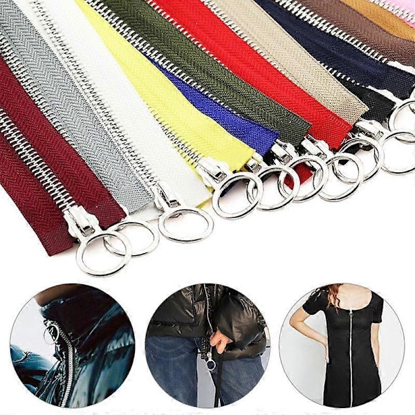 5# 70/90cm Metall Dragkedja Dubbel Slider Rund Ring Dragkedja För DIY Sömnad Kläder vit white 90cm