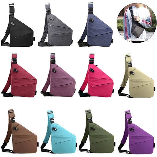 Stöldskyddad Resväska, Vattentät Crossbody-väska, Slim Sling Bag Crossbody-väska, Casual Ryggsäck, Bröstväskor för Män{HH} Red