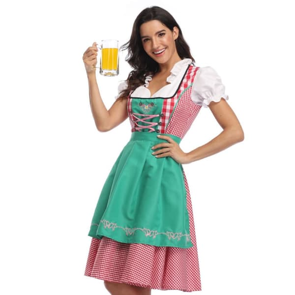 Dirndl-kjole i etnisk stil, ølfestkostume, banketbegivenhed, stuepigelingerisæt 0302 Lanzai S=34