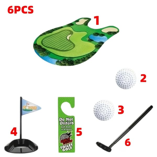 Toalettgolfspel - Rolig badrumsskämtpresent för män 6pcs