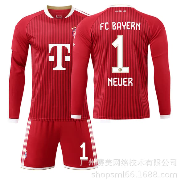 Fodboldtrøje Langærmet Bayern München Sæt med numre 26 27 9 17 10 til mænd kvinder No size sock protector M