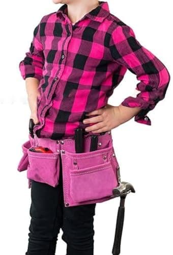 34x20cm Läderverktygsbälte för barn, läderverktygsväska för utomhusläderarbete, trädgårdsutrustning (rosa)