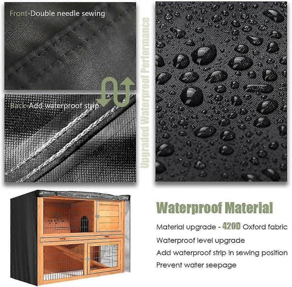 122x50x105cm Rabbit Hutch with Double Layer, Waterproof and Windproof Rabbit Cage Suitable for Outdoor Use in Winter