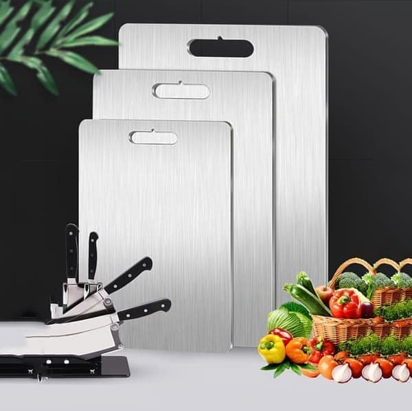 3-pack Double-Sided Stainless Steel Cutting Boards - Mold-Resistant and Water-Repellent for the Kitchen