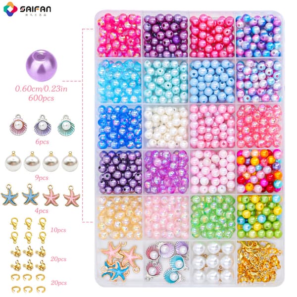 Havtema Farverigt Perlearmbånd DIY Perleblandingssæt Smykkesæt 48-grid beaded set