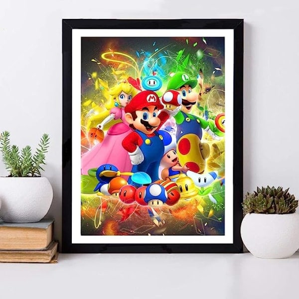 5D diamantmålningskit för vuxna Super Mario för barn - 30x40 cm