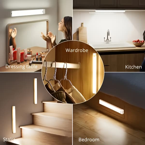 5-pack LED-slingor med rörelsesensor | USB-uppladdningsbar, magnetisk, dubbel färgtemperatur | Premium datortillbehör 20cm/7.87inch 5pcs Warm White