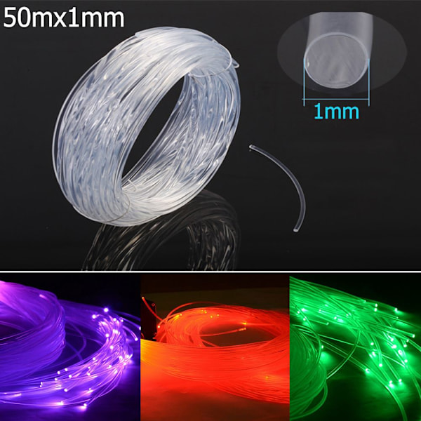 50m x 0.75mm/1.0mm Fiber Optisk Kabel Ändglöd LED Ljus 50MX1MM