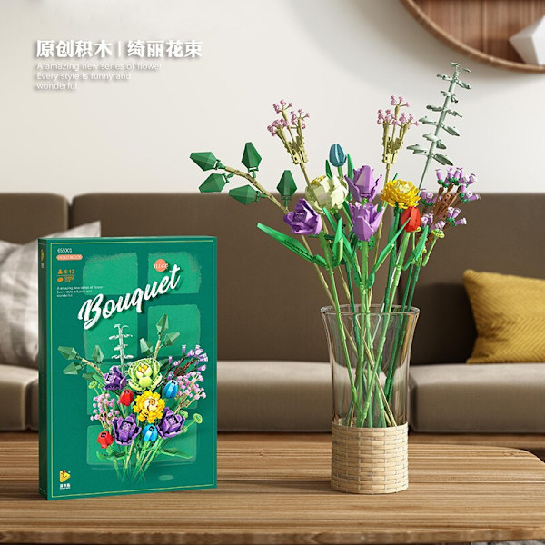 Rakennuspalikat Kukat Säilötyt kukat Ruusut Ystävänpäivälahja Kimppu Kokoamislelut 17 kinds of building block flowers