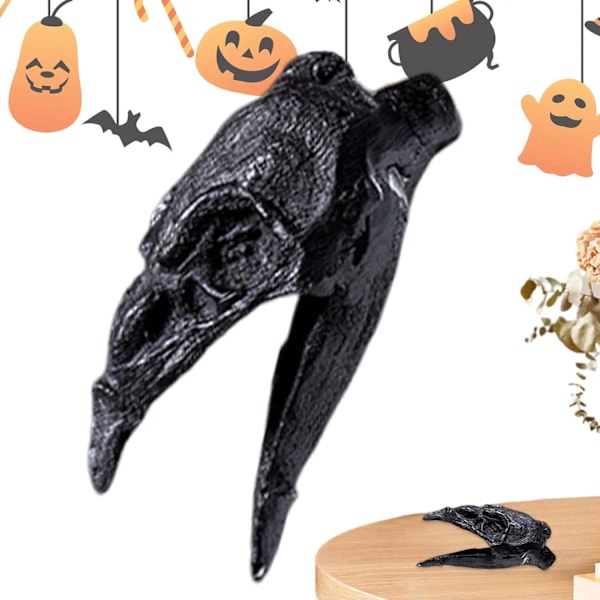 Autentisk Aztekisk Dødsfløjte - Krågenæb Design, Halloween Dekoration med Karakteristisk Lyd
