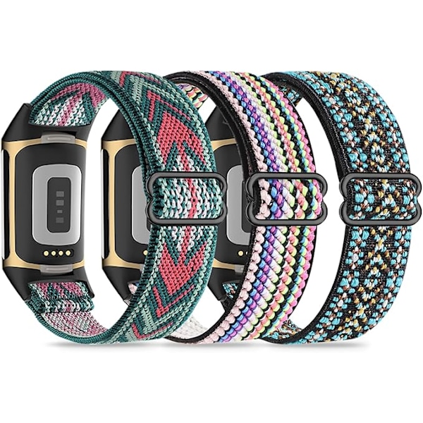 Joustavat rannekkeet, yhteensopivat Fitbit Charge 5/Fitbit Charge 6 -rannekorujen kanssa miehille ja naisille, hengittävät ja säädettävät A