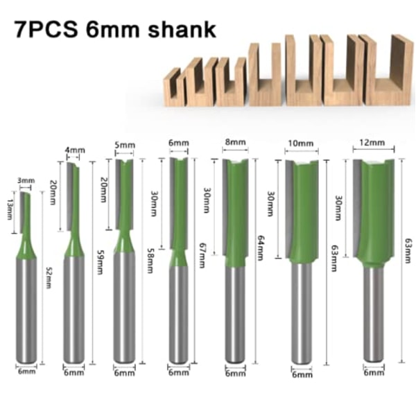 stk. 3 mm 4 mm 5 mm 6 mm 8 mm 10 mm 12 mm 6 mm skaft lige fræsere,