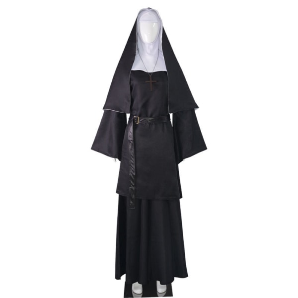 Nun Costume The Nun Cosplay Svart Lång Klänning Scarf Kostym För Kvinnor The Conjuring Cosplay
