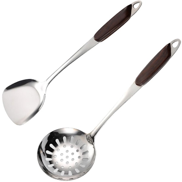 Kitchen Gadgets in Stainless Steel - Spatula, Insulation, Veil, Soup Ladle, Rice Ladle, Large Colander + Spatula