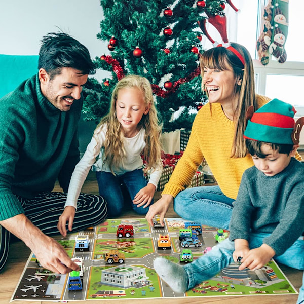 Adventskalender med 24 leksaksfordon för att fylla julklappar till pojkar, 2024