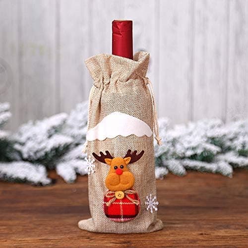 Julevinflaskeposer 3 stk. Julebordsdekorasjoner Festlige gaveposer 30 cm lengde