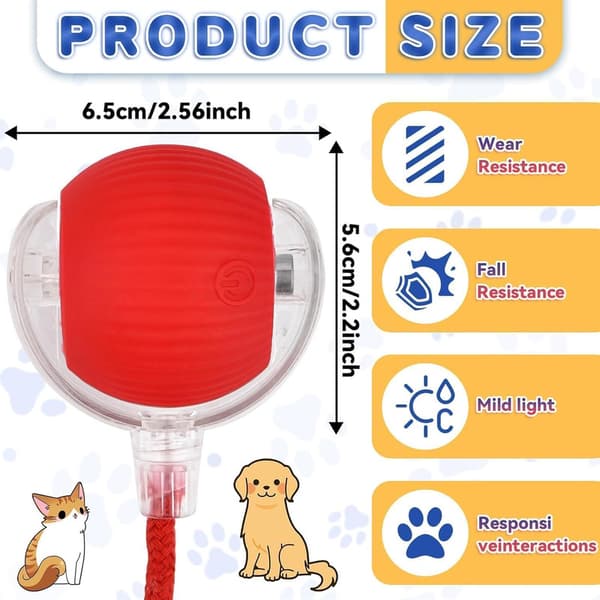 1 pc. 360 Smart Automatic Rolling Pet Ball, Rechargeable Irregular Movement for Cats & Dogs, Red red 1 red