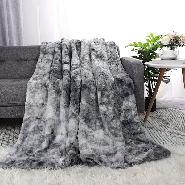 Fuzzy Faux Fur Pläd - Supermjuk och Mysig - Lyxig Fluffig Filt för Soffa, Stol och Säng