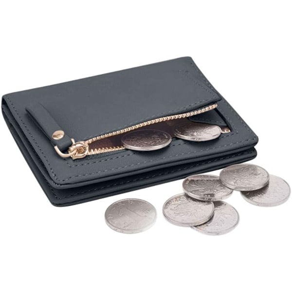 Dame Lommebøker Liten Bifold Lommebok i Skinn Mini Kortlommebok Dame (Svart)